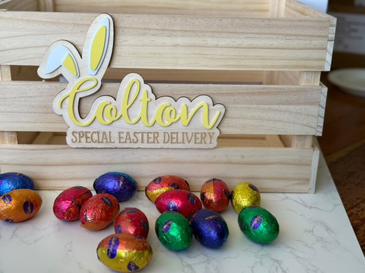 Easter crate name plaques