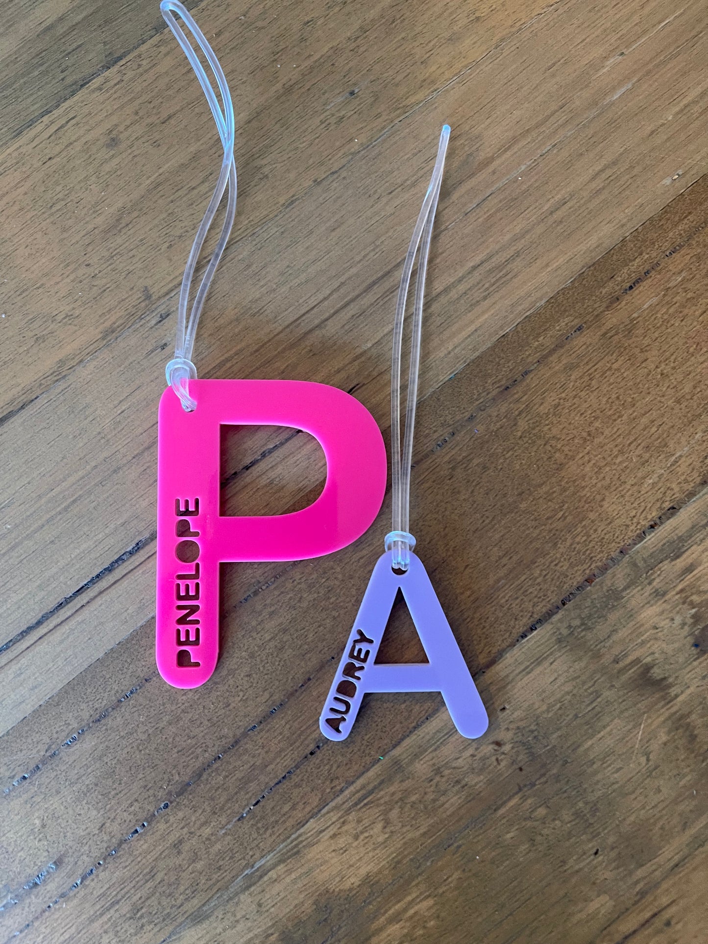 Acrylic Initial Bag tags