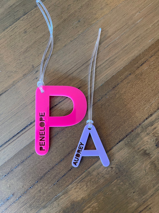 Acrylic Initial Bag tags