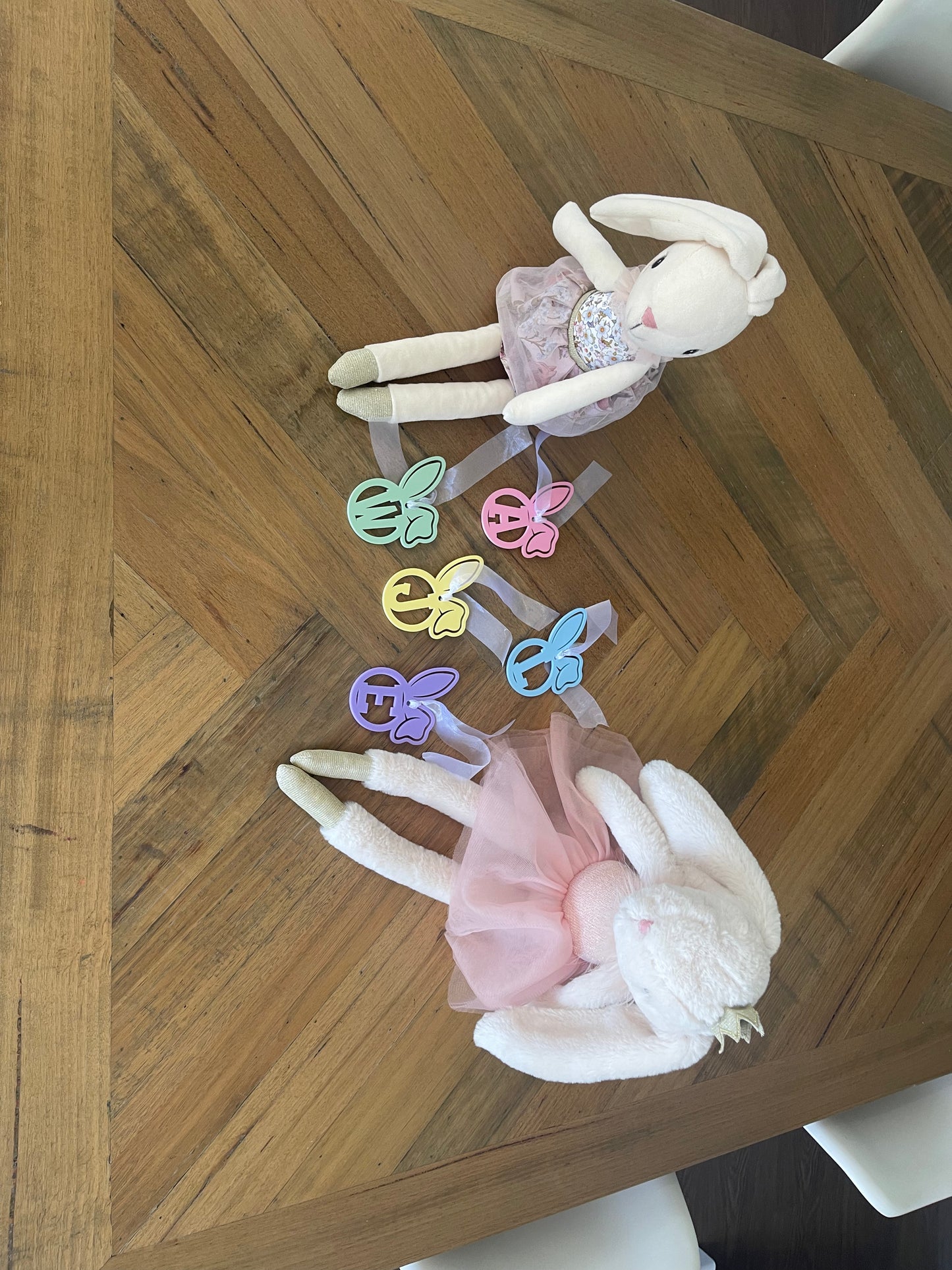 Bunny ear initial tags