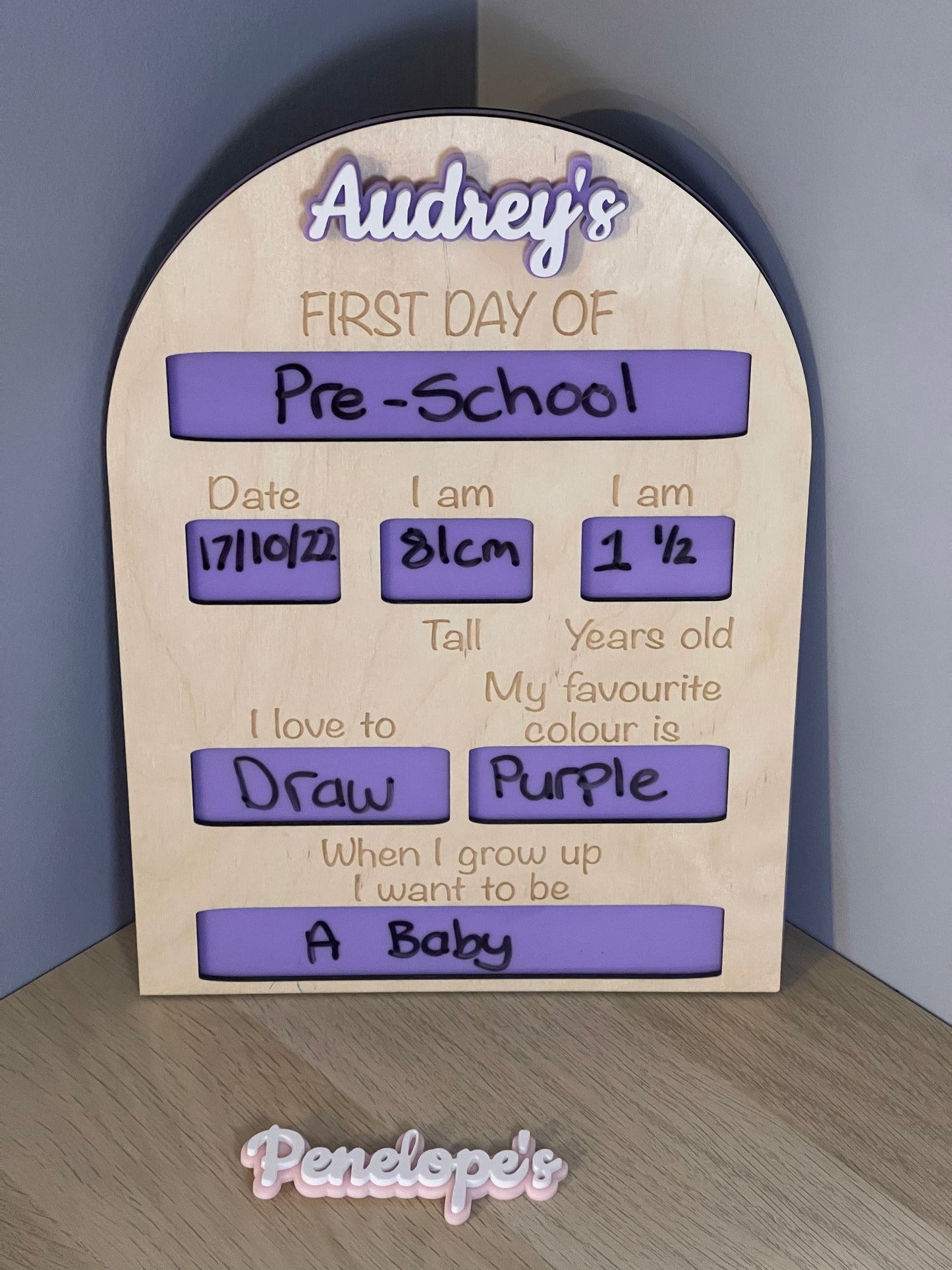 Interchangeable name - First/ Last day boards