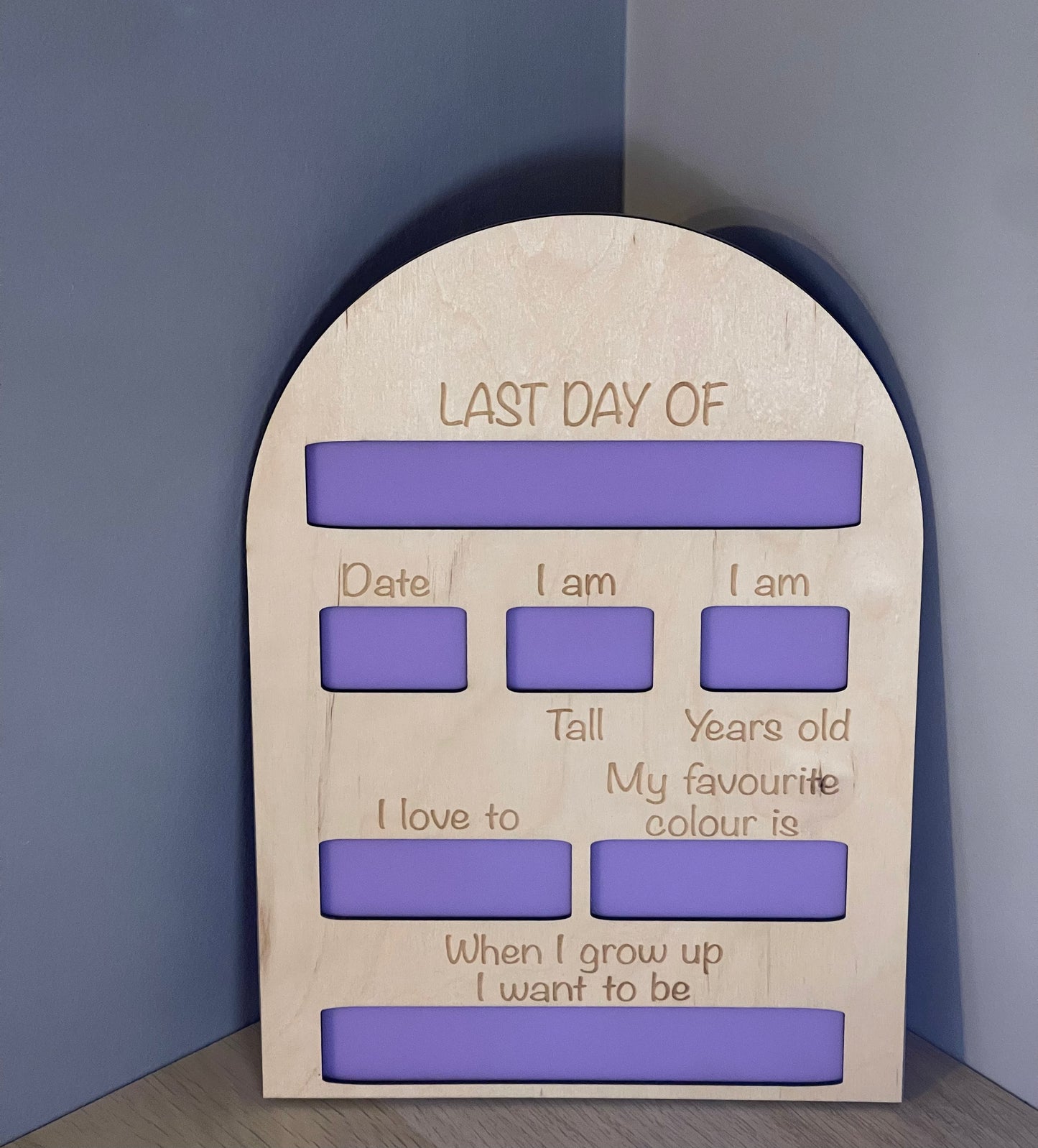Interchangeable name - First/ Last day boards